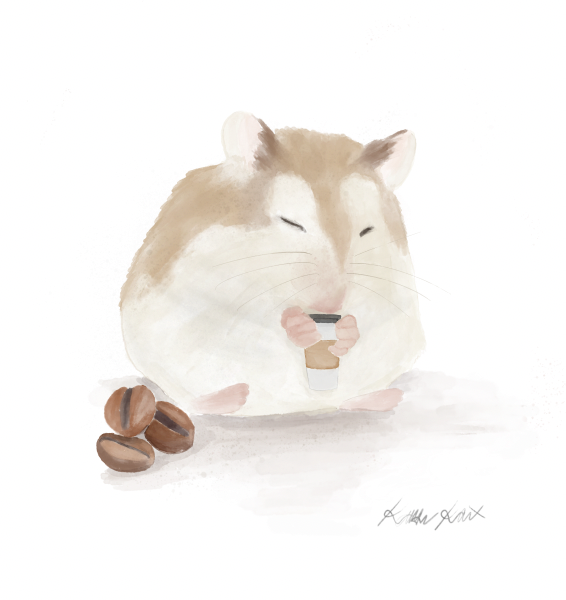 Coffee Hamster Watercolor Print