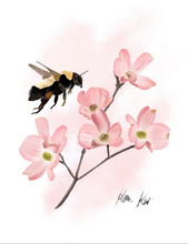 Load image into Gallery viewer, Floral Bee Watercolor Print
