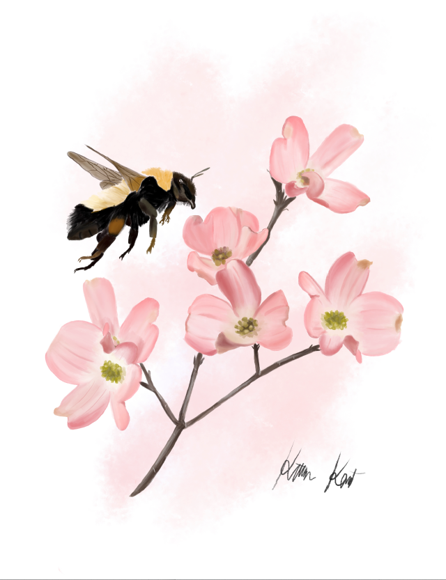 Floral Bee Watercolor Print